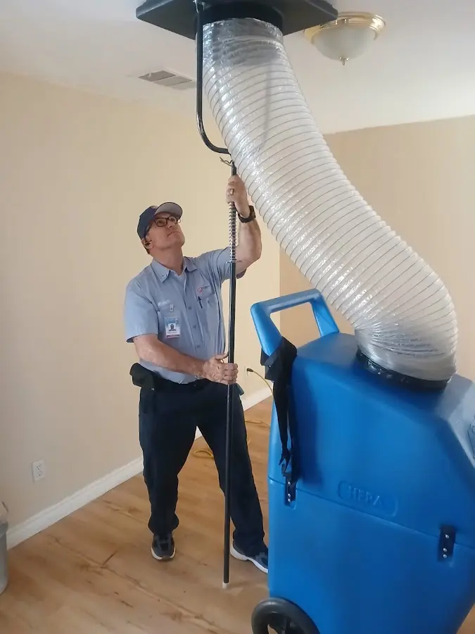 Mini Split Installation technician using HEPA equipment in Milledgeville
